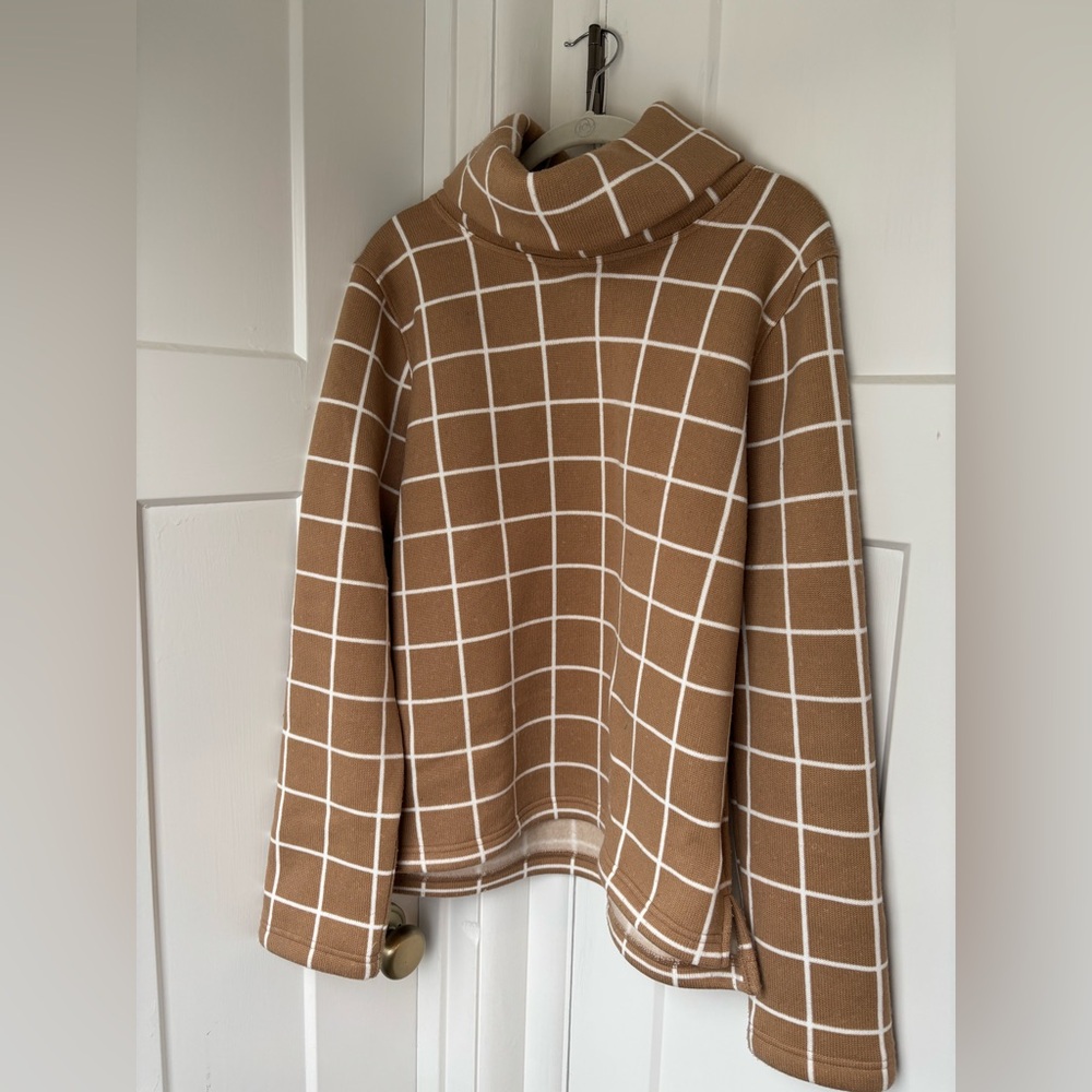 J Crew Camel Windowpane Pattern Sweater - image 3